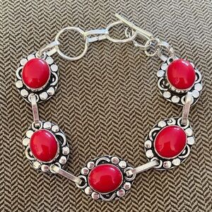 Sterling Silver Coral Bracelet